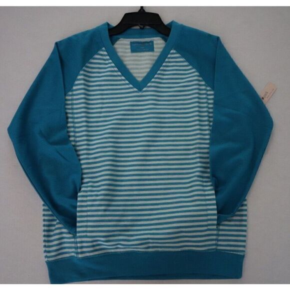 Central Park Active 15102 Women's Sz L Teal Striped L/S Lounge Yoga Shirt $58 - Picture 7 of 9